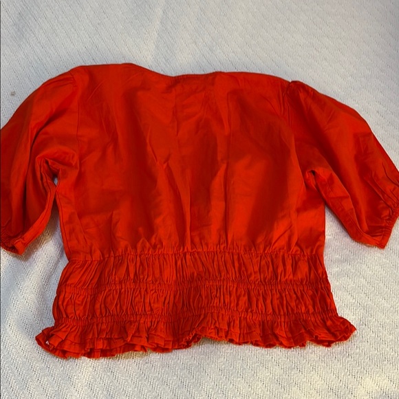 Chic Red Blouse with Ruffle Hem - Picture 3 of 5